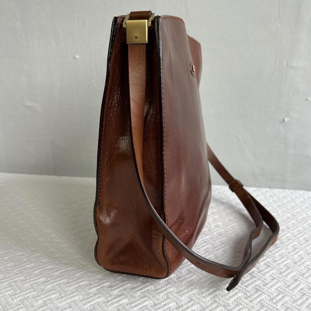 The Bridge Brown Leather Crossbody Bag Italian Academia Quiet Luxury Prep Purse - Picture 5 of 15